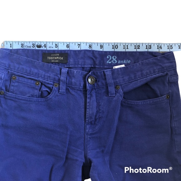 J. Crew Toothpick Ankle Jeans Electric Cobalt Blue Skinny Denim Cropped Size 28 - Picture 8 of 11